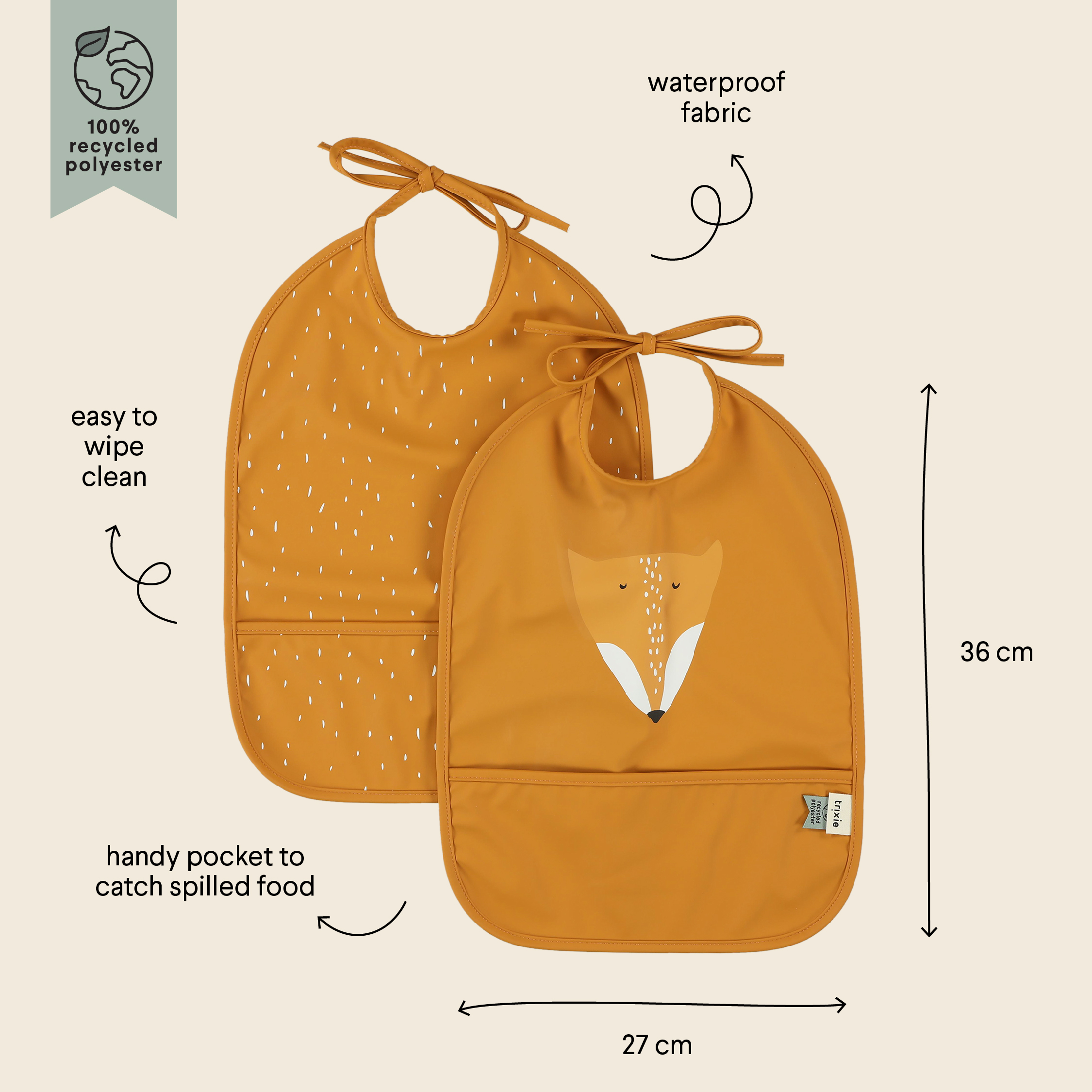 Waterproof bib 2-pack - Mr. Fox 